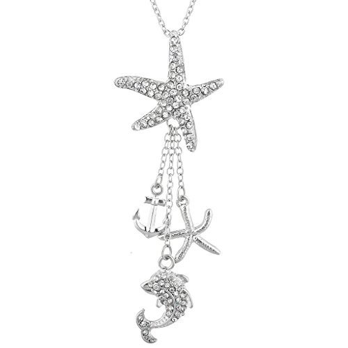 Preisvergleich Produktbild Lux Accessories Halskette mit Seestern-Anhänger, silberfarben
