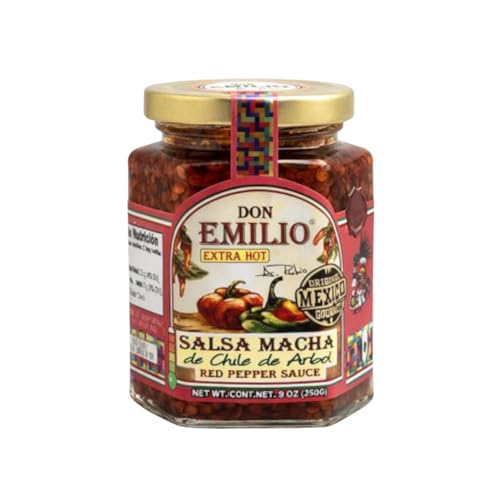 Don Emilio Hot Chili Salsa Macha (9 oz) (Pack of 1) | Keto, Vegan | Crisp, Tingly | Spicy, Savory |...