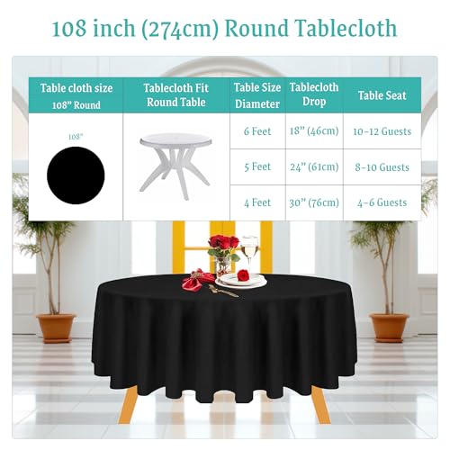 Nappes rondes en polyester de qualité supérieure pour réception chic - Lot de 10 - 3