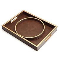 SANZIE Leather Tray Desktop Storage Organizer Premium Serving Tray Decorative Tray Valet Tray for Sundries Cosmetics Phone Wallet Cutlery