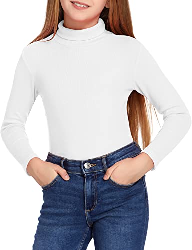 Image of Arshiner Girls Turtleneck Sweater Kids Casual Long Sleeve Knit Pullover Tops
