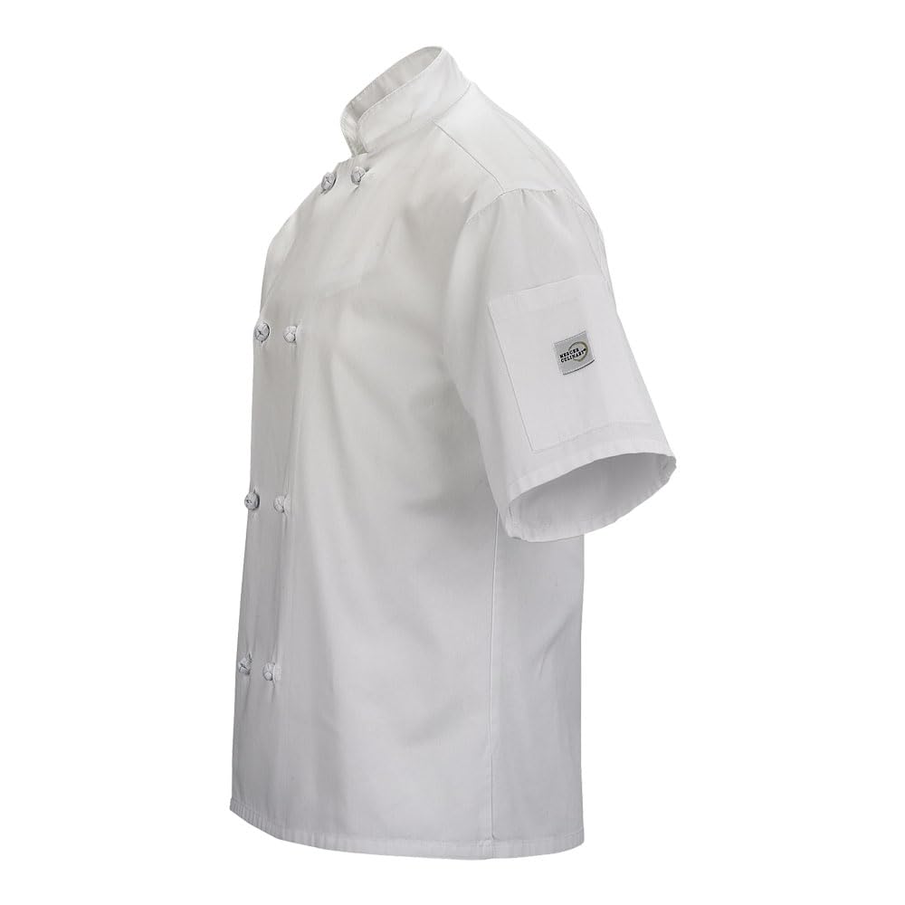Mercer Culinary Millennia Unisex-Kurzarm-Kochjacke mit Stoffknotenknöpfen