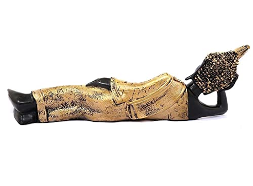 Image of eCraftIndia Polyresin Lord Buddha Idol (33.01 cm x 10.16 cm x 10.16 cm, Golden and Black)