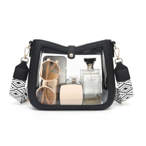 Image of LOXOMU Clear Crossbody Bags Stadium Approved, Clear Purses with Guitar Strap Clear bag for Stadium Events, Concerts