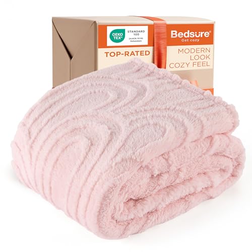 Bedsure GentleSoft Throw Blanket for Couch - Super Soft & Cozy Fall Blankets for Women, Fluffy Fleece Throw for Girls, Room Decor Aesthetic Gifts for Women, Pink, 50x70 Inches