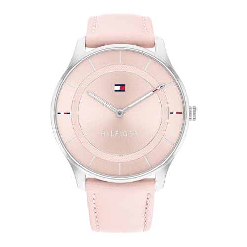 Tommy Hilfiger Montre Analogique à Quartz pour Femme avec Bracelet en Cuir Rose - 1782527