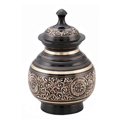 Pet Memory Shop Urn for Pets - Hand-Engraved w/Free Velvet URN Bag - Choose from 2 Styles - for Dogs, Cats, Other Animals … (Black)