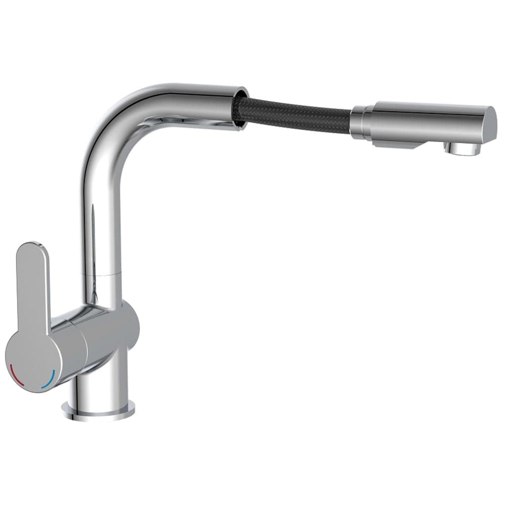 SCHÜTTE 79710 bateria umywalkowa London, bateria łazienkowa, jednouchwytowa z prysznicem i zestawem odpływowym, chromowana