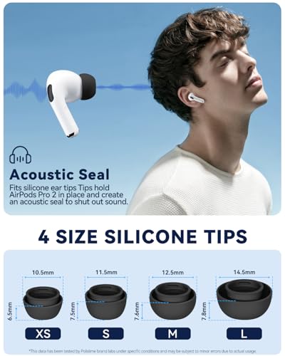 Image of 8 Pairs Replacement Ear Tips for AirPods Pro 2nd /1st (Black)