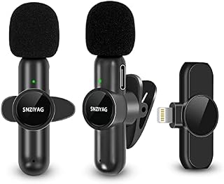 SNZIYAG Wireless Lavalier Microphone for iPhone iPad,Plug-Play Wireless Mic for Recording, Live Streaming, YouTube, TikTok, Facebook, Intelligent noise reduction, Auto Sync, No APP2pcs mic/IOS