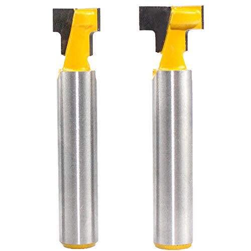Cortador de Ranura en T Fresa, 2 Piezas Cortador de Carpintería en T Manija T-Ranura Cortador 3/8 pulgadas y 1/2 pulgadas juego de fresas para carpintería para Carpintería Herramientas Cortar