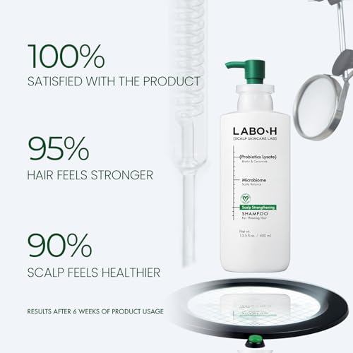Image of LABO.H Scalp Strengthening Shampoo for Hair Growth & Anti-Loss | Vegan Ceramide Haircare Routine with Rosemary Oil, Biotin and Caffeine, Paraben Free, Korean Hair Care, 13.5 Fl. oz.