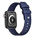 Produktbild FENGLIN Armband Kompatibel mit Apple Watch Armband 44mm 42mm 40mm 38mm, Weiche Silikon Sportriemen Ersatzarmband Kompatibel mit Apple Watch 6/iWatch Series 5/4/3/2/1,SE.(42mm 44mm Dunkelblau)