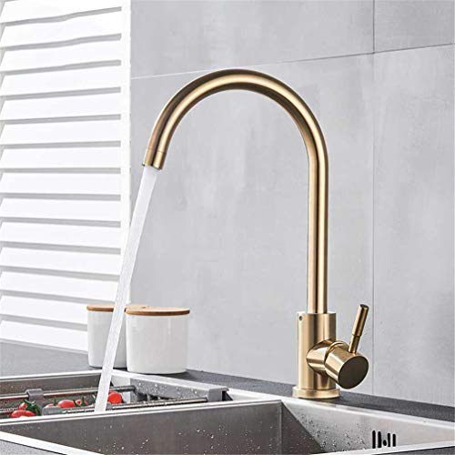 Robinet de cuisine or brossé en acier inoxydable 304 rotatif au design élégant