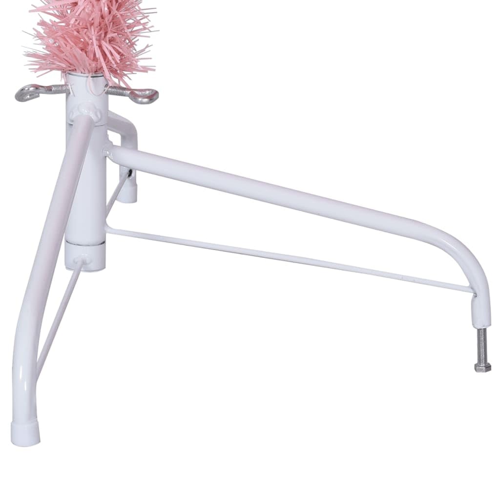 Árbol de Navidad artificial de PVC rosa de 240 cm con soporte de acero resistente, diseño semicircular, 1050 ramas, ideal para decoración festiva