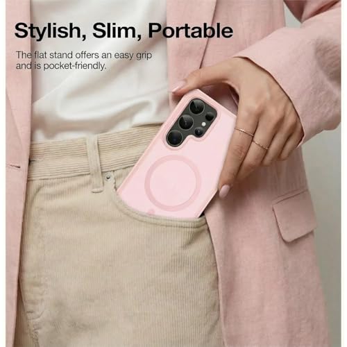 tlkawzy Magnetic Case for Samsung Galaxy S23 Ultra, [Compatible with MagSafe] with Invisible Stand, Military Grade Drop Protection, Shockproof Translucent Slim Cover, Pink - image 5