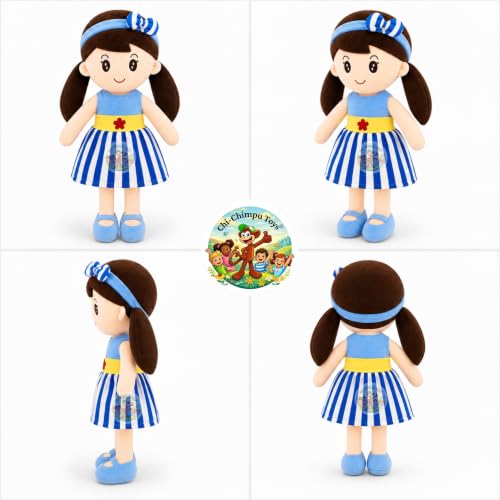 Image of Cute Doll 45 cm for Kids, Soft Plush Doll with Stylish Dress, Huggable Stuffed Toy for Girls and Boys, Birthday Gift, Room Decor, Pretend Play and Storytelling Companion, Blue Soft Toy