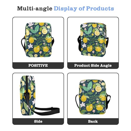 Crossbody Bag Lemon Flower Summer Messenger Bag for Women Men Purse Shoulder Bag Satchel Bag with Adjustable Strap 214A93464