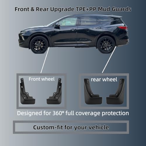 Image of No Drill Mud Flaps Compatible with 2019-2025 Chevrolet Blazer (Gas /Fuel) 5-Seat SUV,OEM Style Textured Black Custom Fit All Weather Exterior Accessories(4PCS)