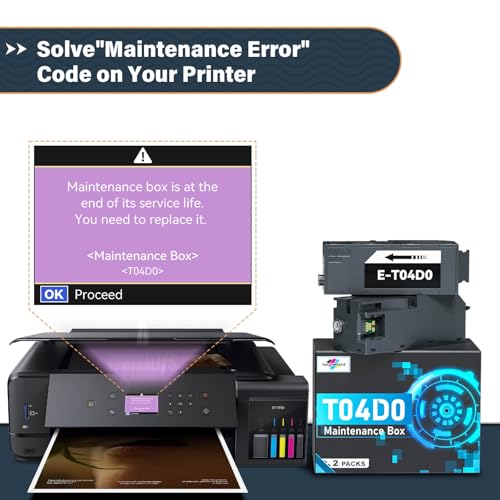 t04d0 maintenance box compatible replacement for epson ecotank et-7700 et-7750 et7700 et7750 7700 7750 printers compatible replacement for epson ink maintenance box t04d004d0 2 packs