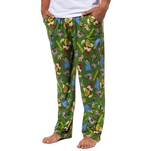 INTIMO DreamWorks Shrek Fiona Donkey Tossed Characters Pantalones de pijama para hombre, Verde, XX-Large