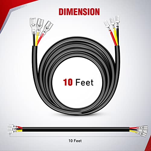 Image of Nilight 2PCS 16AWG 10Feet Wiring Harness Extension for 6Modes Amber White Light Bar Strobe Play and Plug 3-Wires, 2 Years Warranty,Black