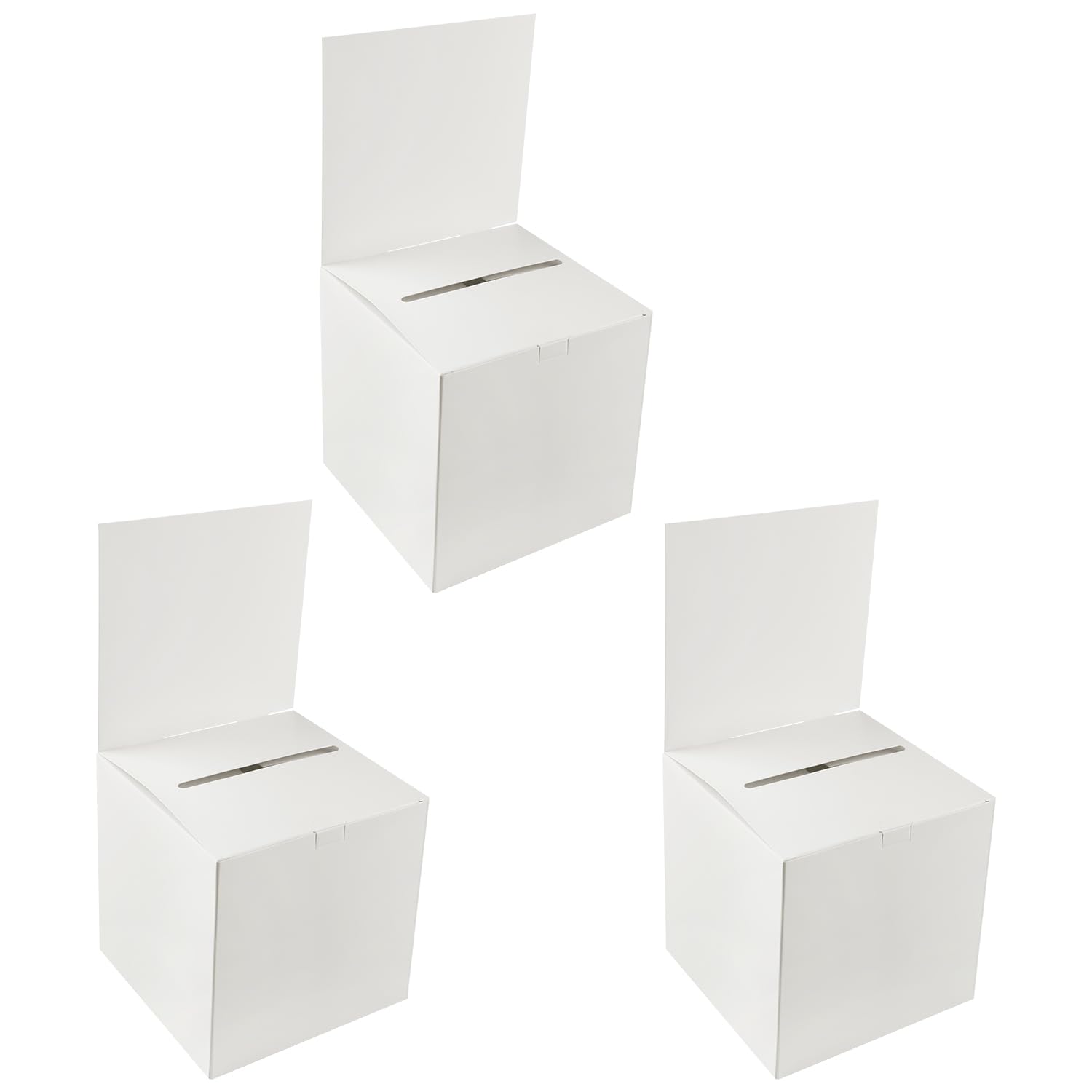 Bojueshaw White 3Pcs Charity Collection Box,Cardboard Ballot Box,Ballot Boxes With Slotted Removable Heads For Donation, Fundraising,Vote And Wedding
