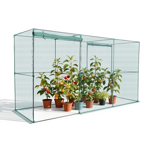 VEVOR Crop Cage 11.6 x 3.9 x 6.3 ft Plant Protection Tent with Zippered Door Wind-Resistant Tall Crop Cage Easy to Install Outdoor Raised Bed Cover Tomato Plant Netting for Garden Patio Lawn