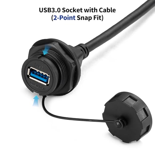 Conector USB 3.0 Tipo A Hembra Panel Impermeable miniatura 2