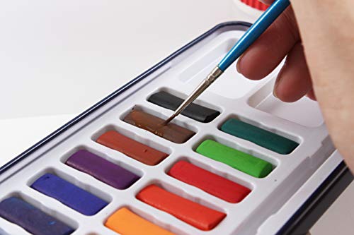 Bianyo Watercolor Paint Set with 24 Colors Watercolor Paper Brush Gift Travel Case Watercolor Set for Students Artists Kids Fun Arts Craft Projects - Thumbnail 5