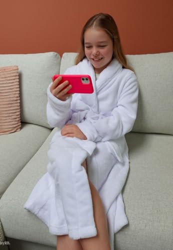 Relax Company Peignoir de Bain en Polaire pour Enfant Motif Enfant - Blanc - 134 cm-140 cm – vue 3