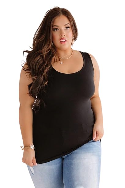 SHAPERX Women's Performance Scoopneck Tank Top Plus Size Pack of
