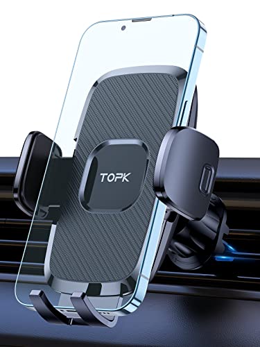 TOPK Support Téléphone Voiture, Universel Porte Téléphone Voiture pour Ventilation, Socles de Téléphone Portable pour Automobile Rotation 360°pour Smartphone et GPS 4.0-6.7 Pouces