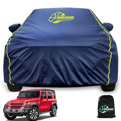 Image of Car Body Cover Compatible with Thar Roxx with Mirror Pockets Full Sized, Triple Stitched, Anti dust Proof, Navy Blue