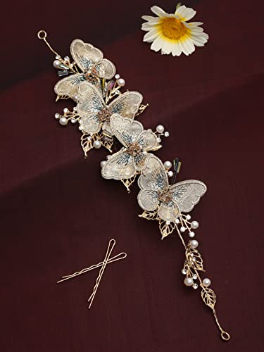 Image of YouBella Fashion Jewellery Butterfly Shape Hair Chain Hair Accessories for Girls and Women