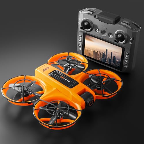 SuperRC FPV GPS Quadcopter Drone Gift S156 Orange Dual Cameras Long Endurance Obstacle Avoidance LED Large Screen Remote RC Drone