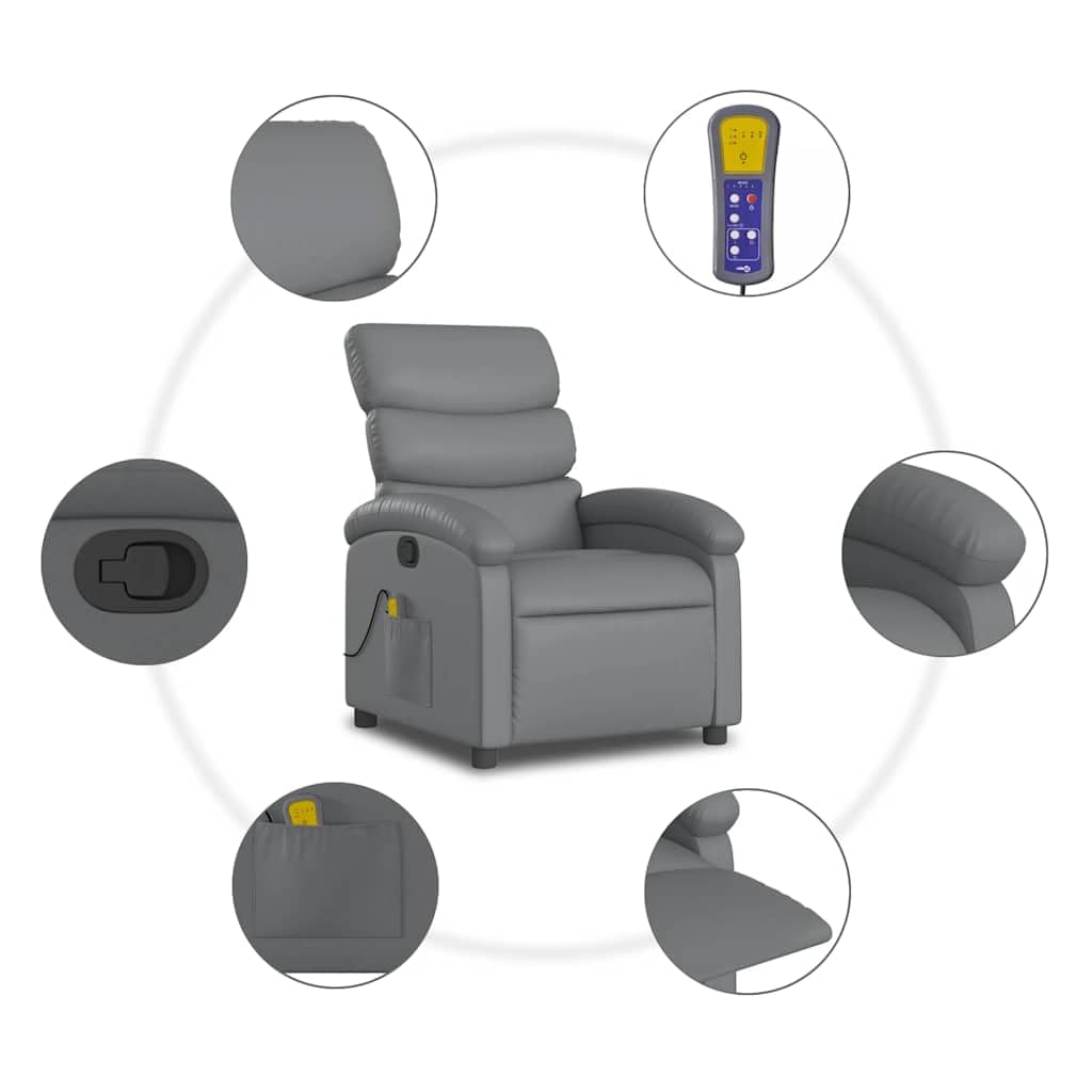 Fauteuil de massage avec fonction de couchage manuelle et massage vibrant Relaxation | Dossier réglable jusqu'à 135 ° | 6 points de massage