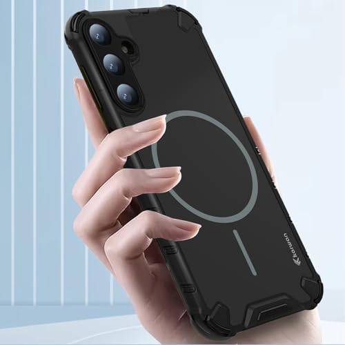 Image of KARWAN Tough Shockproof Back Case Cover Compatible with Samsung A56 Dual Layer Armor Protection with Matt Finish,Edge Guard Bumper Heavy Duty Cover with Magnetic MagEase Wireless Charging (Black)