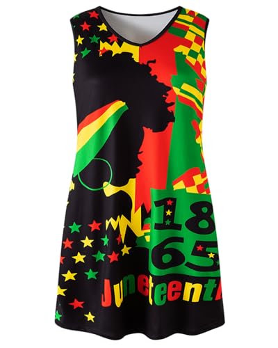 PROMOTED TO BIG SISTER Womens 1865 Sleeveless Juneteenth Dress African American Freedom Tank Dresses (Medium) Black