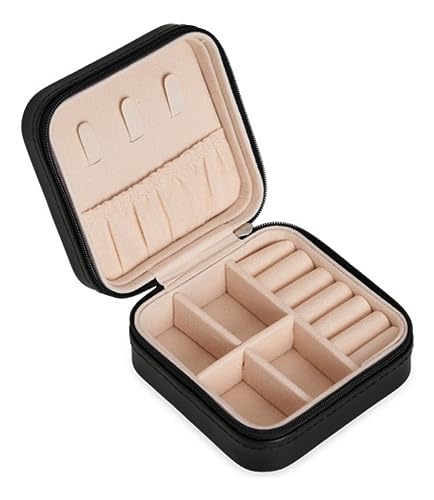 Necessaire Mini Porta Joias Portátil Estojo Com Zíper (Preto)