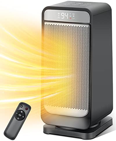 FHstars Space Heater, 1500W Fast Heating Ceramic Electric Space Heater for Indoor Use with Thermostat, 5 Modes, 24Hrs Timer, LED Display, Oscillating Portable Heaters Ideal for Bedroom & Garage Use