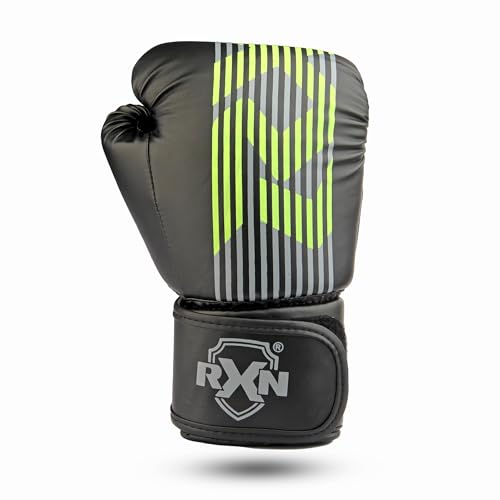 Image of RXN Terra Boxing Gloves, Pro Training & Sparring(Black /Green, 12oz)