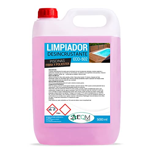 EQM SOLUCIONES QUIMICAS, ECO-502, 5L, Limpiador Desincrustante Piscinas Fibra y Poliester, Limpieza...