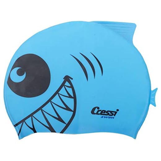 Cressi Silicone Kids Cap Shark Gorro de Baño, Unisex niños, Azul Claro, Uni