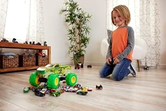 Hot Wheels Monster Trucks 1:15 Scale Gunkster RC Truck, Glows in the Dark, Terrain Action Tires with Off-Roading Capability, HTP15