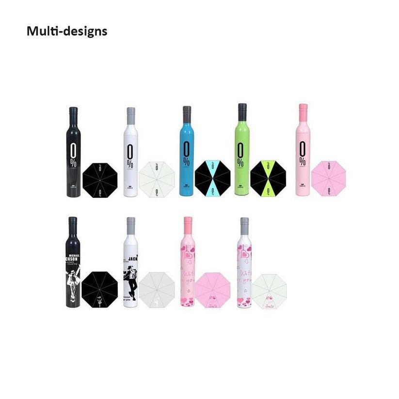Image of Wine Bottle Compact Folding Travel Umbrella, Windproof Waterproof