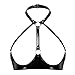 Freebily Reggiseno Sportivo Donna Fitness Stringer Tank Top Pelle Nero Sexy Crop Top Ragazza Corte Latex Lingerie Sexy Clubwear Wetlook Reggiseno Senza Ferretto Nero E M