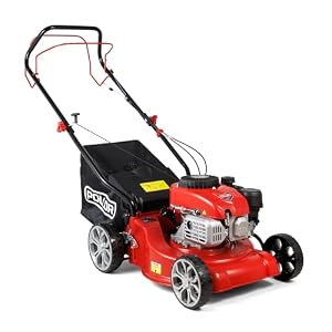 POLLOR Petrol Lawnmower Self-Propelled, 132cc, 4 Stroke 40CM Cutting Width 45L Grass Collector Bag