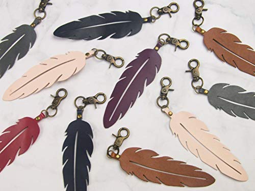 leather feather keychain