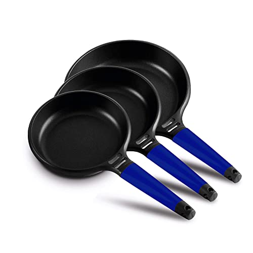 Fundix - Set 3 Sartenes Inducción Mango Azul 20-24-28 cm